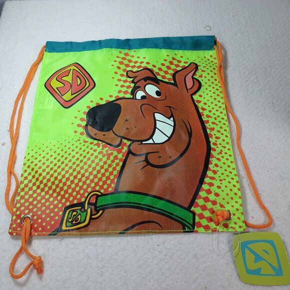 2007 Scooby Doo Cinch Bag 11x12 Kids Nylon Backpack Daypack NWT Cartoon Green - Picture 2 of 15